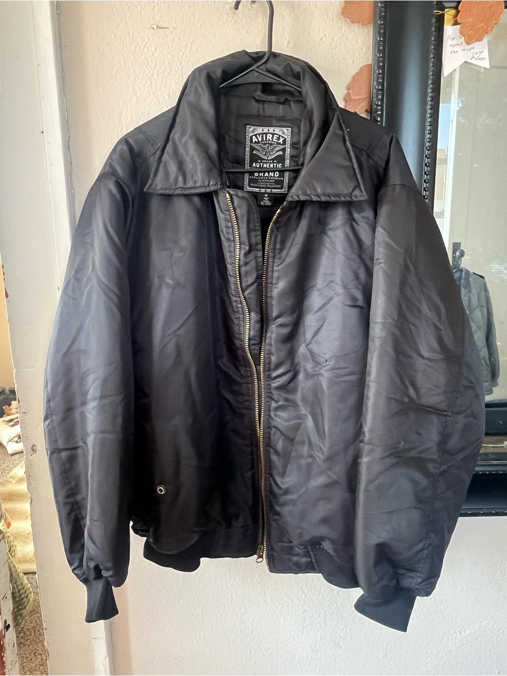 Avirex Black Men's Bomber Jacket with Zip Front